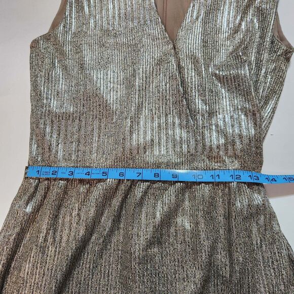 Bishop + Young Metallic Faux Wrap Dress Holiday Evening Size M - Picture 5 of 10